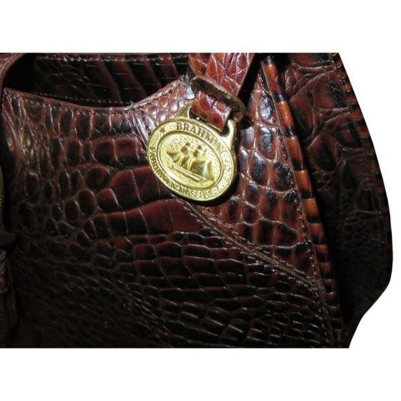Brahmin Vintage Croc Embossed Pecan Melbourne Italian Leather Shoulder bag - Picture 12 of 14